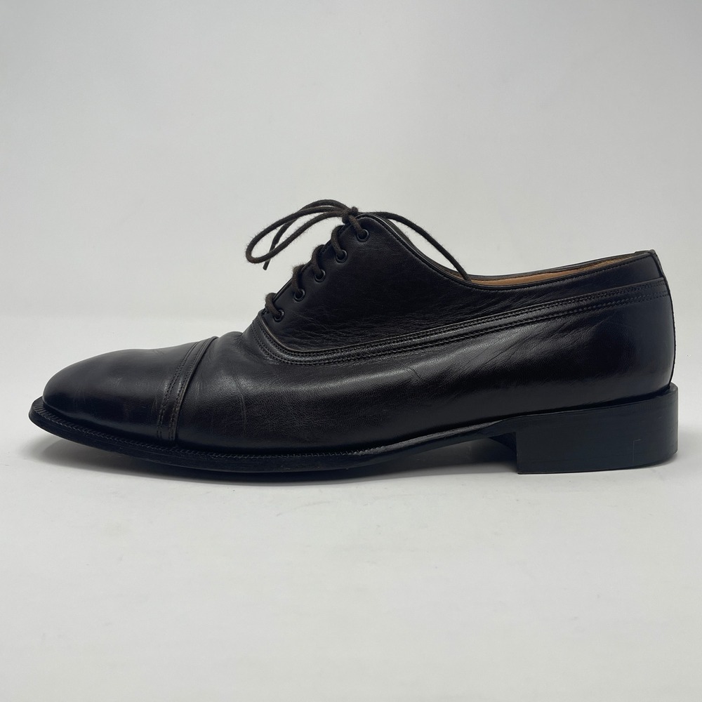 Bally Alton Switzerland Brown Leather Cap Toe Oxford Dress Shoes Preppy Men 10.5